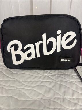 Barbie Black Crossbody Bag with White Logo and Pink Accent